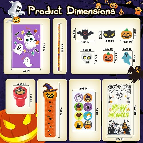 PaLeyFer 30 Pack Halloween Party Favors Stationery Set for Kids Classroom 240 piece Halloween Goodie Bags Fillers Bulk for Trick or Treat Gift with Pencil Eraser Notebooks Stamper Rulers Sticker - Image 5