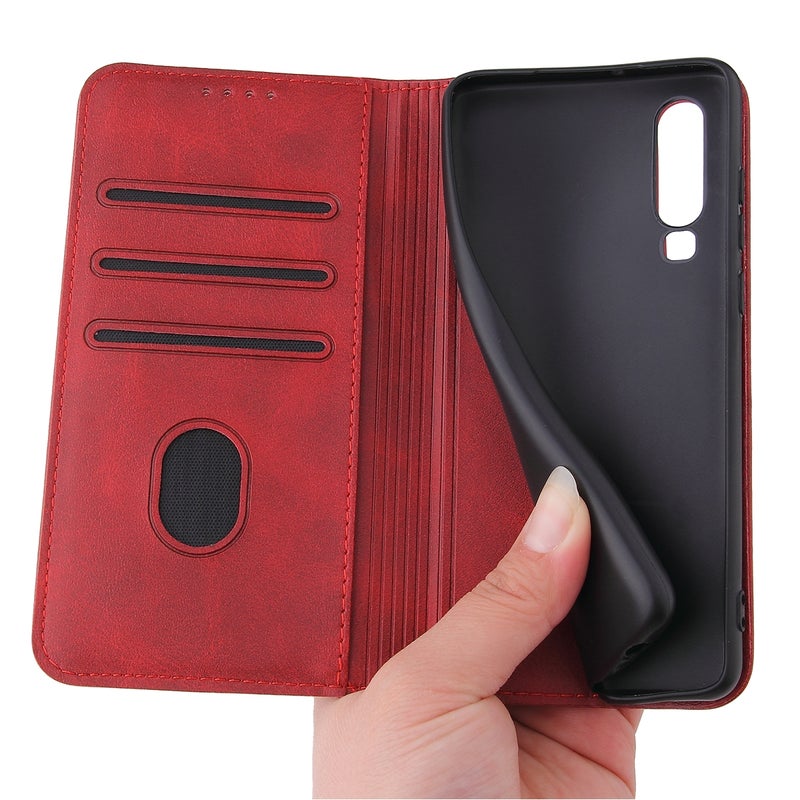HuHa Protective Cover For Huawei P30 Calf Texture Magnetic Horizontal Flip Leather Case with Holder & Card Slots & Wallet(Red) - Image 5