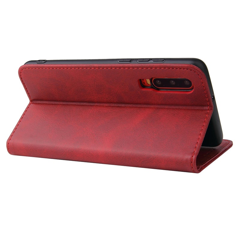 HuHa Protective Cover For Huawei P30 Calf Texture Magnetic Horizontal Flip Leather Case with Holder & Card Slots & Wallet(Red) - Image 4