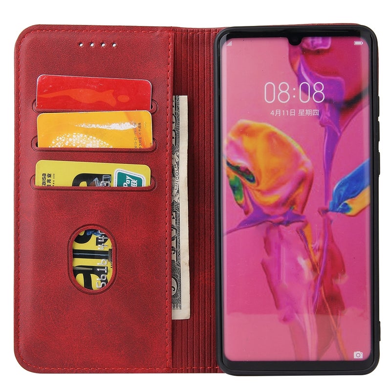 HuHa Protective Cover For Huawei P30 Calf Texture Magnetic Horizontal Flip Leather Case with Holder & Card Slots & Wallet(Red) - Image 3