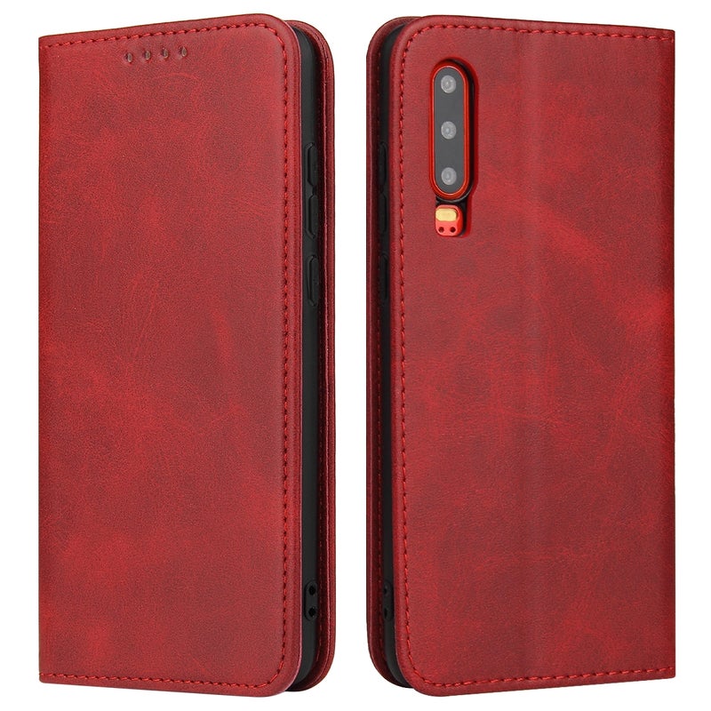 HuHa Protective Cover For Huawei P30 Calf Texture Magnetic Horizontal Flip Leather Case with Holder & Card Slots & Wallet(Red) - Image 2
