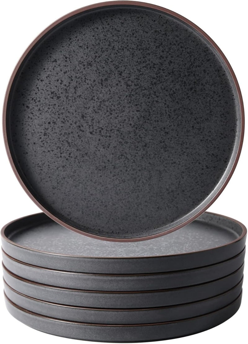 LERATIO Dinner PlatesCeramic Dinner Plates Set of 61075 inch Large ceramic platesModern Shape Dinnerware Dishes Set for Kitchen Microwave  Dishwasher  Oven SafeCoffee Rim - Image 1
