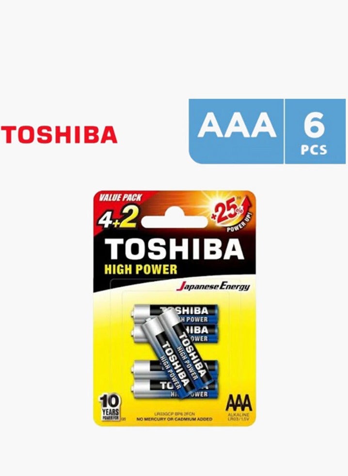 Toshiba Toshiba High Power Alkaline AAA - 4+2 Battery Pack  - Image 1