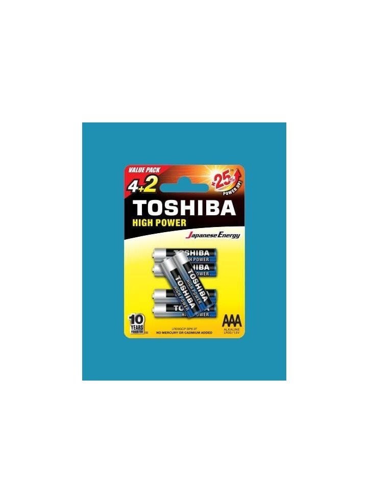 Toshiba Toshiba High Power Alkaline AAA - 4+2 Battery Pack  - Image 2