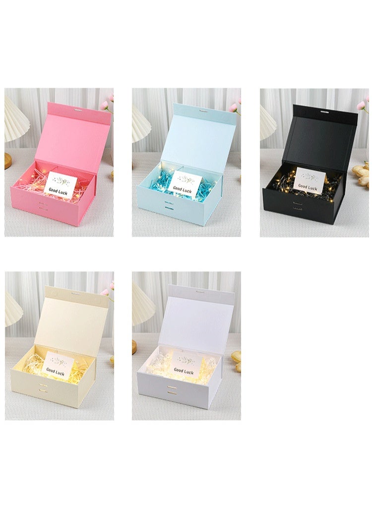 Luxury Magnetic Gift Box, White Medium Gift Box with Ribbon, Folding Gift Box for Presents With Magnetic Lid, Suitable for Festival, Birthday, Anniversary, 26x19x8 cm - Image 2