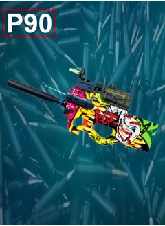 fashionhome P90 Shape Graffiti Edition Assault Rifle Electric Automatic Hydrogel Balls Blaster Water Pallet Gun Gel Balls Gun Scope and Silencer for Outdoor Activity  - Image 1
