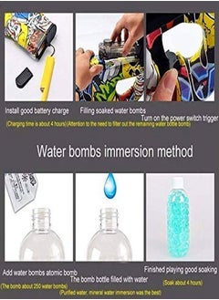 fashionhome P90 Shape Graffiti Edition Assault Rifle Electric Automatic Hydrogel Balls Blaster Water Pallet Gun Gel Balls Gun Scope and Silencer for Outdoor Activity  - Image 2