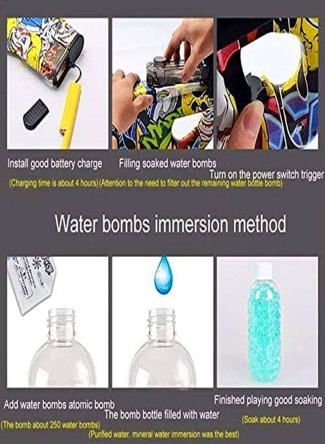 fashionhome P90 Shape Graffiti Edition Assault Rifle Electric Automatic Hydrogel Balls Blaster Water Pallet Gun Gel Balls Gun Scope and Silencer for Outdoor Activity  - Image 2