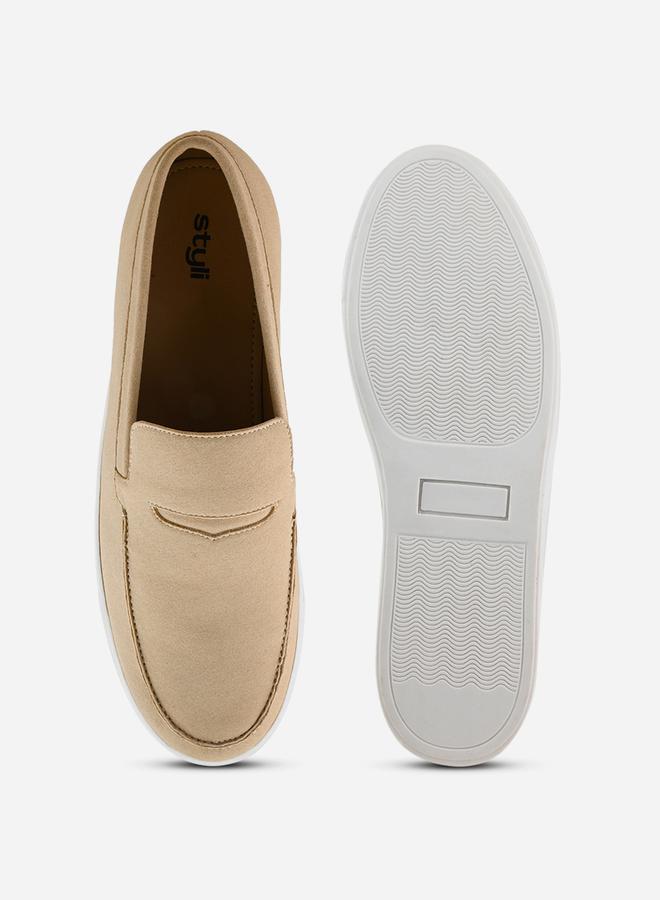 Styli Men Beige Casual Loafers Shoes  - Image 4