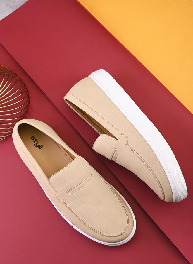 Styli Men Beige Casual Loafers Shoes  - Image 1