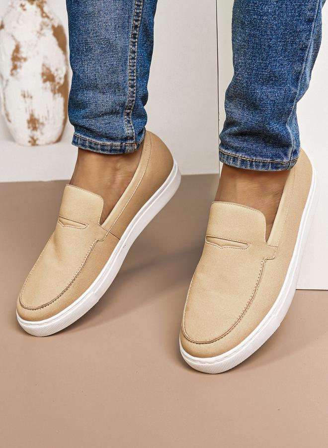 Styli Men Beige Casual Loafers Shoes  - Image 2