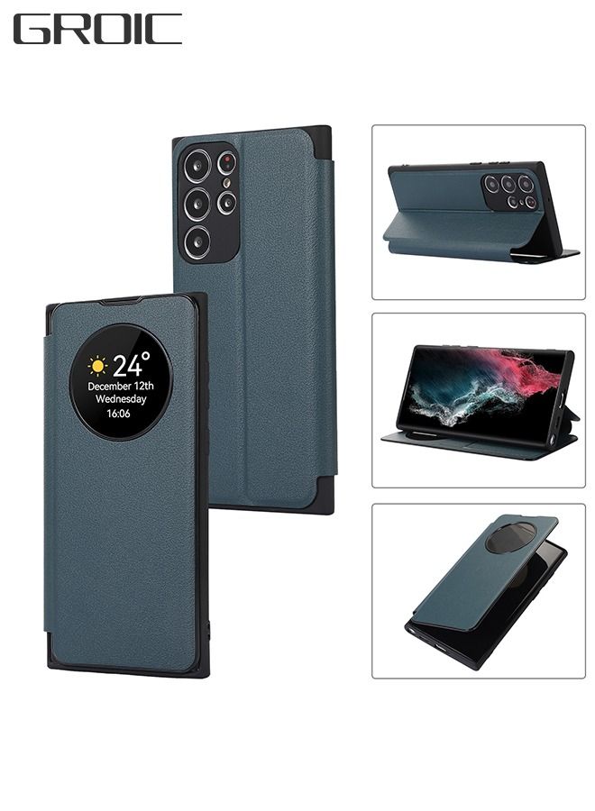GROIC Case Compatible with Samsung Galaxy S23 Ultra 6.8" Magnetic Closure, Viewing Windows and Stand Function Wallet Flip Cover Pouch PU Leather Flip Phone Case  - Image 1