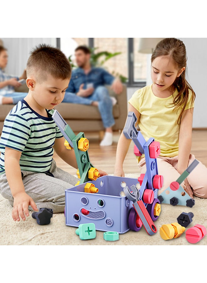 Children's Screwdriver Toy Repair Toolbox Suit 2-year-old Baby Educational Removable Boy 1-3 Zheng Zhi-Color:Variety Of Assembly Tool Box [101-piece Set]⚑  - Image 2
