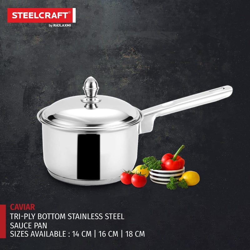 Steelcraft Steelcraft Premium Stainless Steel Caviar Saucepan with Steel lid 18 cm 1780ml Induction Friendly Cook and Serve for Multipurpose Cooking Silver Set of 1 - Image 3