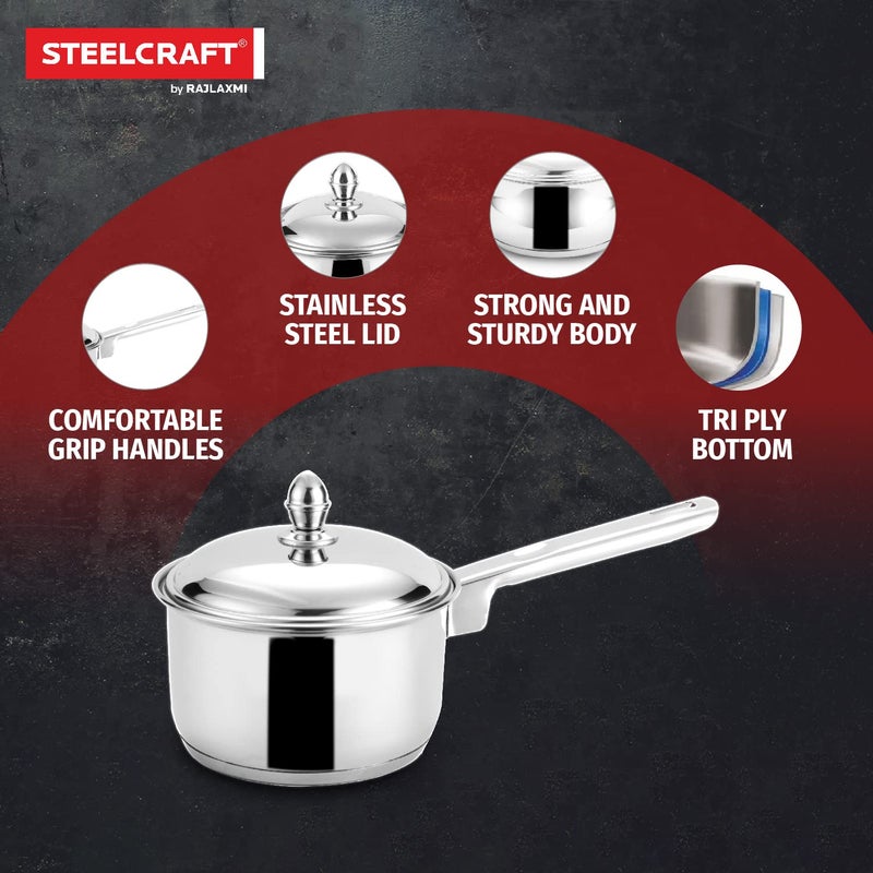 Steelcraft Steelcraft Premium Stainless Steel Caviar Saucepan with Steel lid 18 cm 1780ml Induction Friendly Cook and Serve for Multipurpose Cooking Silver Set of 1 - Image 5