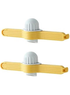 2 Pieces Food Sealing Clips with Pour Spout for Coffee, Sugar, Cereal, Washing Powder, Cream - Yellow Cover Rotation Clip