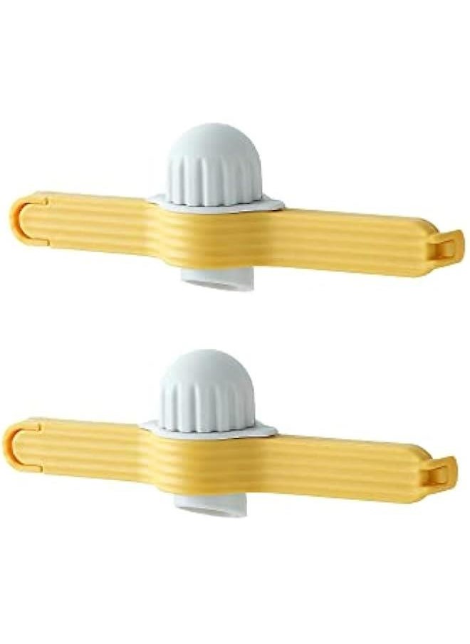 Generic - 2 Pieces Food Sealing Clips with Pour Spout for Coffee, Sugar, Cereal, Washing Powder, Cream - Yellow Cover Rotation Clip - Image 1