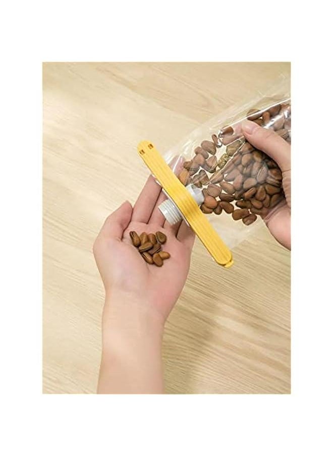 Generic - 2 Pieces Food Sealing Clips with Pour Spout for Coffee, Sugar, Cereal, Washing Powder, Cream - Yellow Cover Rotation Clip - Image 1