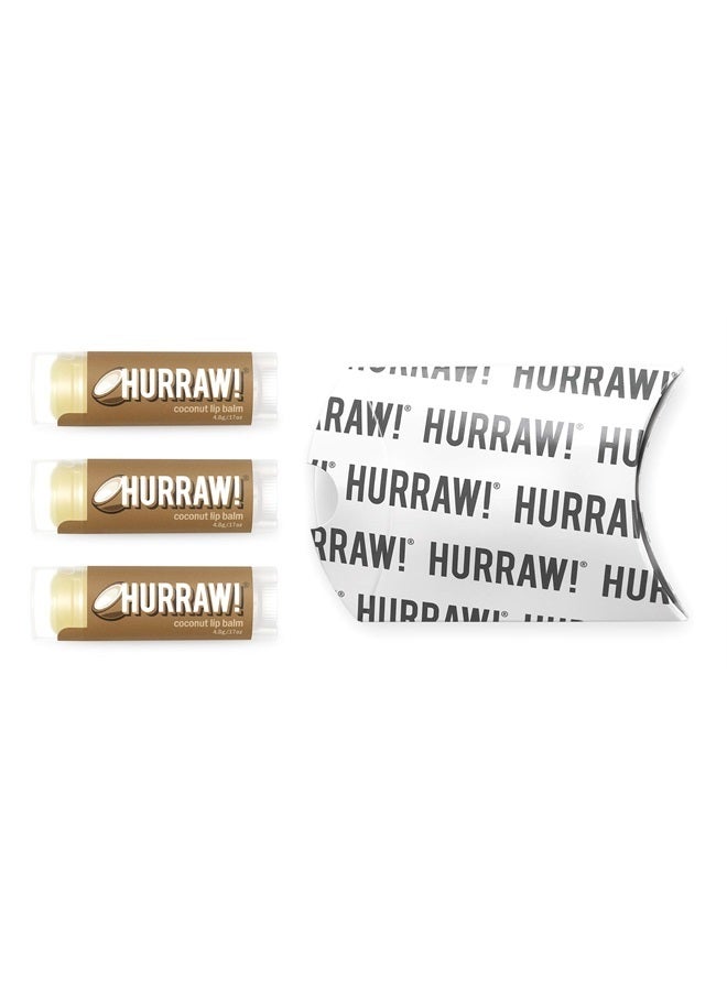 Hurraw! Coconut Lip Balm, 3 Pack: Organic, Certified Vegan, Cruelty and Gluten Free. Non-GMO, 100% Natural Ingredients. Bee, Shea, Soy and Palm Free. Made in USA - Image 2