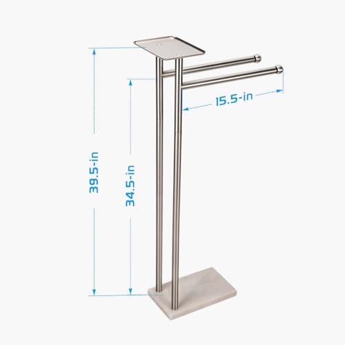 Songtec Towel Rack Stand for Bathroom, 2-Tier Freestanding Towel Holder for Bath Towels, Practical Shelf on Top, Heavy Duty Bathroom Accessories, No Drilling Required - Image 4
