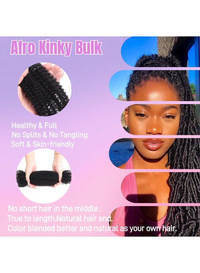 Afro Kinkys Bulk Human Hair 45G±5G/Pack Natural Black 100% Human Hair Soft 4C Afro Kinky Bulk Human Hair For Locs Extensions/Twists/Braids Can Dye And Bleach (Natural Black, 16 Inch)