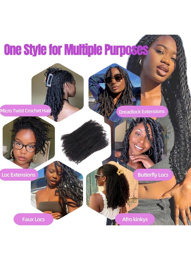 Afro Kinkys Bulk Human Hair 45G±5G/Pack Natural Black 100% Human Hair Soft 4C Afro Kinky Bulk Human Hair For Locs Extensions/Twists/Braids Can Dye And Bleach (Natural Black, 16 Inch)