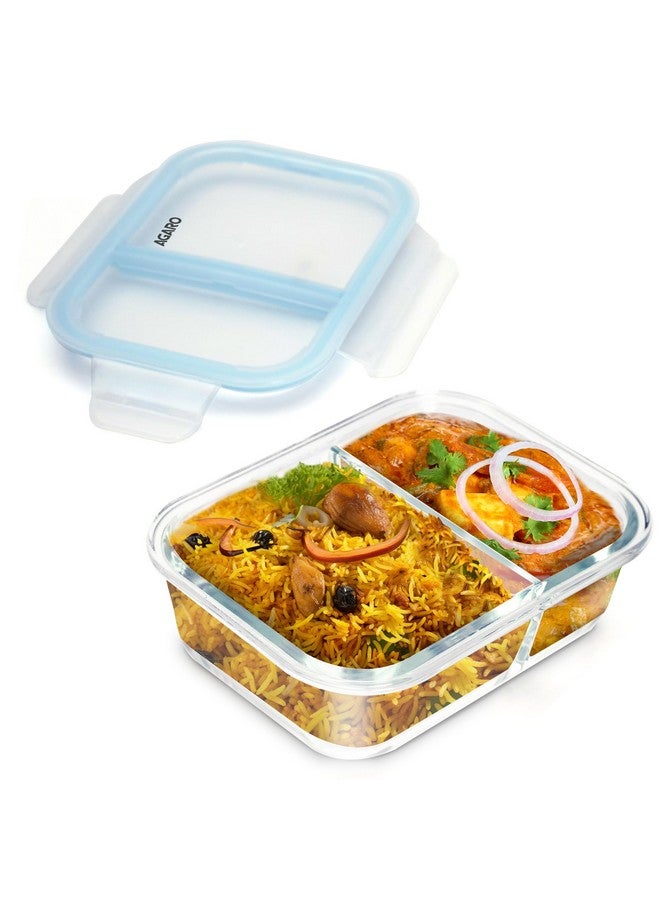 AGARO Compartment Lunch Box/Container 600Ml, Office Tiffin Box for Men & Women, Borosilicate Glass Body, Microwave Oven Safe, Leak Proof Locking Lid, Airtight Tiffin for Office, Transparent - Image 1