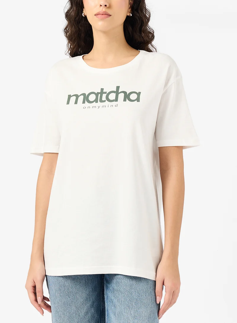 جينجر Crew Neck Matcha Graphic T-Shirt