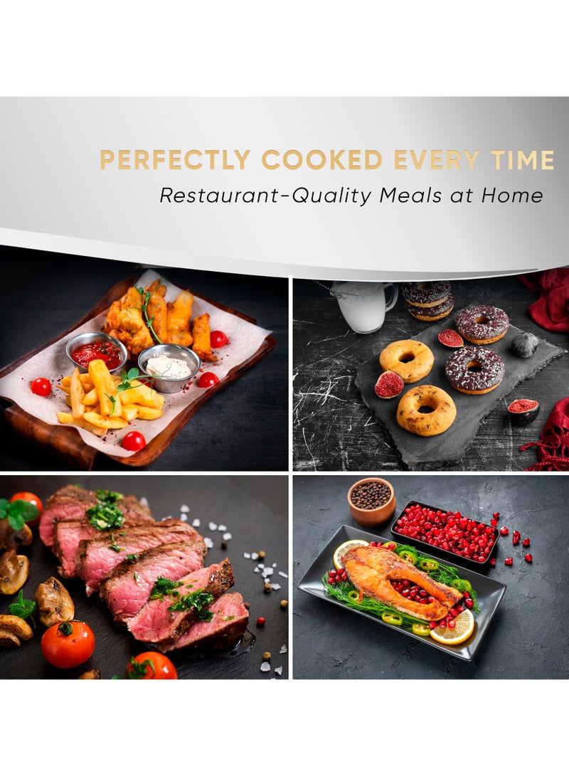 Air Fryer ROKO 3D, 6 Cooking Programs with 6L Capacity | LED Control Panel, Timer & Temperature Settings, Dishwasher Safe, Nonstick Basket, Easy to Clean, Bonus Recipe Book Included, Luxury Design Black and White