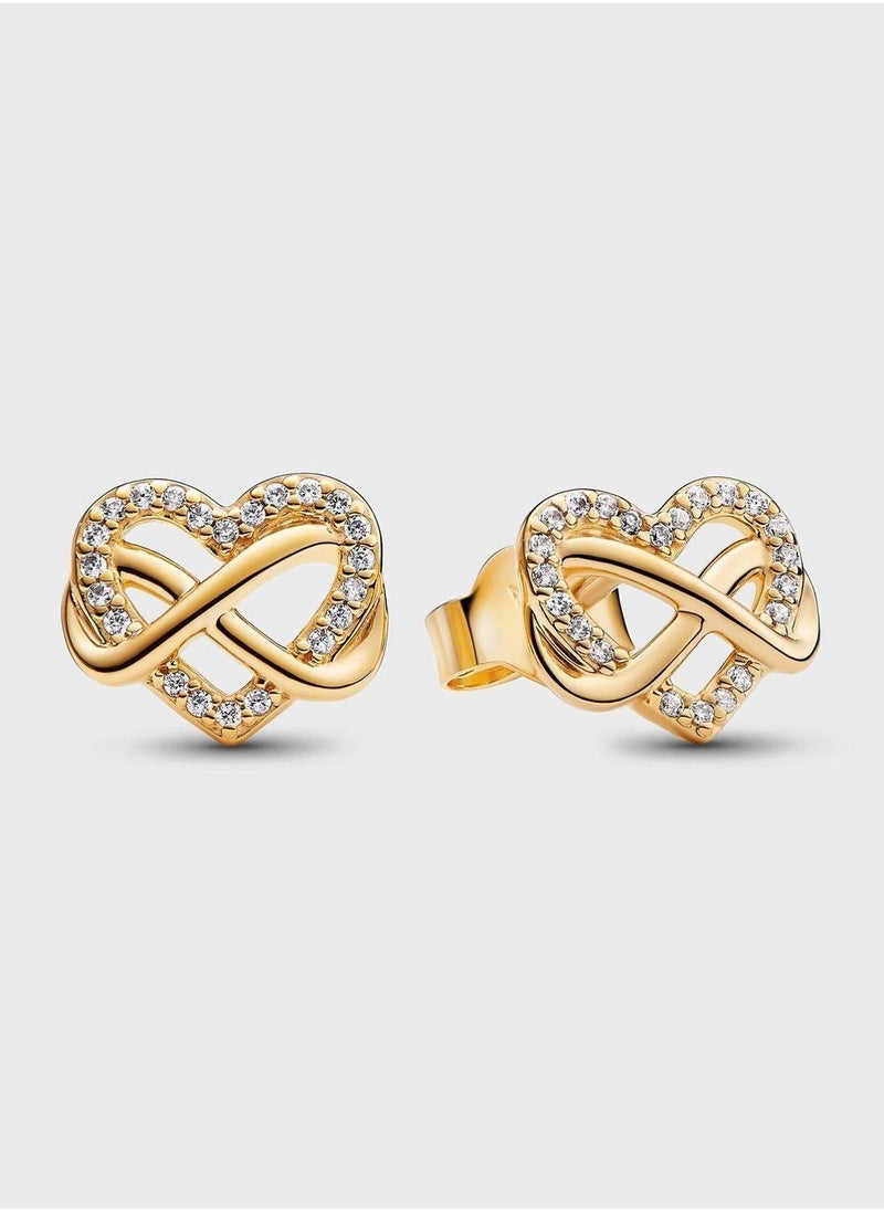 PANDORA Sparkling Infinity Heart Stud Earrings - Image 1
