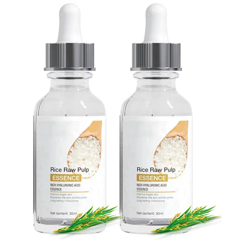 Rosarden Rice Serum for Face, 2Pcs Rice Raw Pulp Serum, Deep Moisturizing Nourish Dry Skin, Shrink Pores, Smooth Fine Line, Hydration & Plump, Control Oil, Natural Extracts Lightweight Texture, Fast Absorption - Image 1