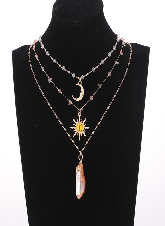 MOSTORY Crystal Sun Fairy Necklace - Crescent Moon Necklace for Renaissance Accessories Women Renfaire Fantasy Jewelry, Crystal, No Gemstone - Image 5