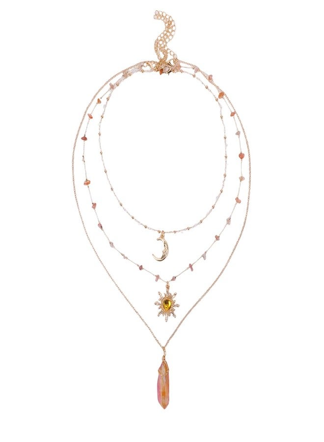 MOSTORY Crystal Sun Fairy Necklace - Crescent Moon Necklace for Renaissance Accessories Women Renfaire Fantasy Jewelry, Crystal, No Gemstone - Image 2