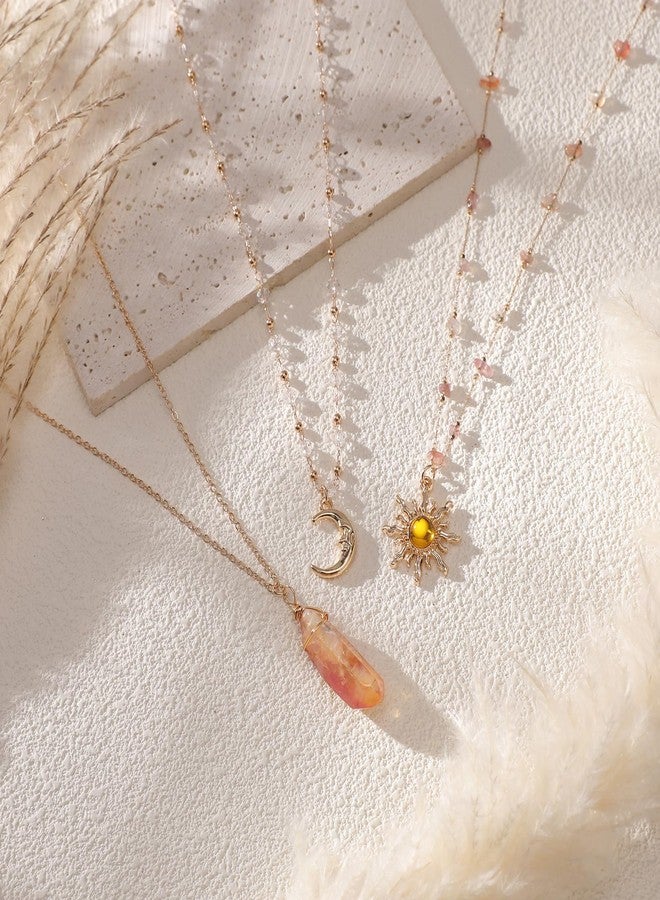 MOSTORY Crystal Sun Fairy Necklace - Crescent Moon Necklace for Renaissance Accessories Women Renfaire Fantasy Jewelry, Crystal, No Gemstone - Image 4