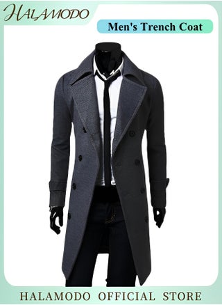 Men's Trench Coat Wool Blend Pea Coat Notched Collar Double Breasted Overcoat with Pockets Warm Winter Long Steampunk Coat - pzsku/ZF2D5431E48567099FA42Z/45/1746200451/78312098-2395-4d73-8974-a7e75a6451dc