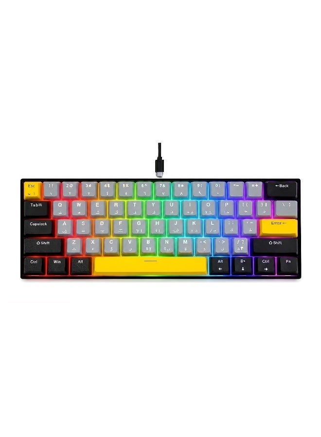 Huazzzyi Huazzzyi Mechanical Gaming Keyboard 61 Keys Arabic English Dual Layout Wired Connection Rechargeable Rgb Backlit Compact Keyboard For Gaming Office ZF2D5487A797AAFB34231Z