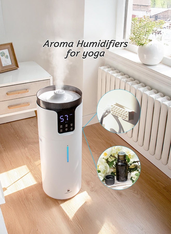 XiuWoo Silent Humidifier large room 16L - Whole house Humidifier for Big Room. Ultrasonic Cool Mist Humidifiers for Bedroom with Extension Tube & Aroma Box & Night light, Remote & Touch Control, Timer, White - Image 4