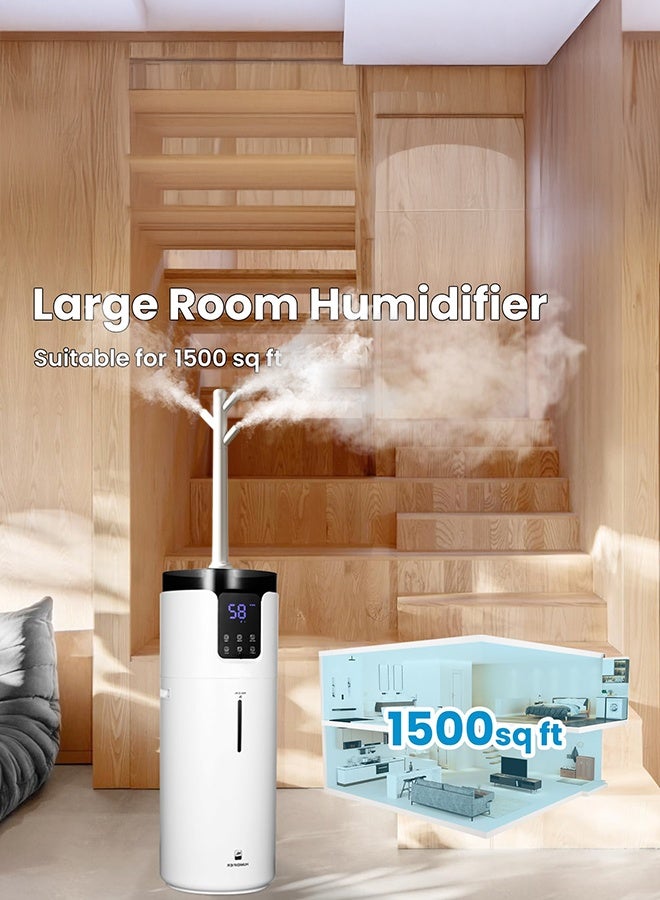 XiuWoo Silent Humidifier large room 16L - Whole house Humidifier for Big Room. Ultrasonic Cool Mist Humidifiers for Bedroom with Extension Tube & Aroma Box & Night light, Remote & Touch Control, Timer, White - Image 1