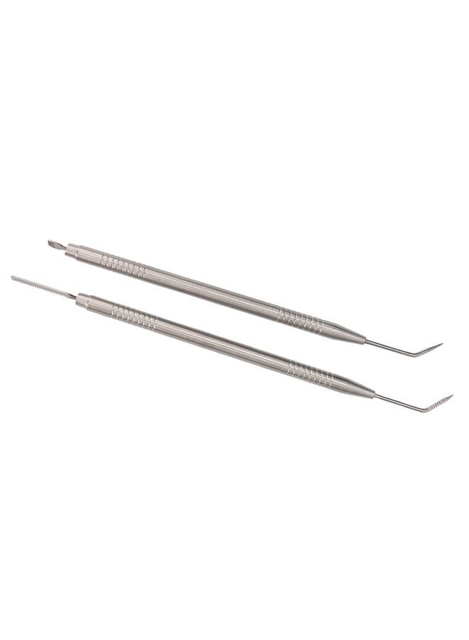 Soraz Eyelash Perm Tool, Lash Separator Tint Tool Stainless Steel Tail Comb 2pcs Double Headed for Eyelash Extension (Silver) - Image 1