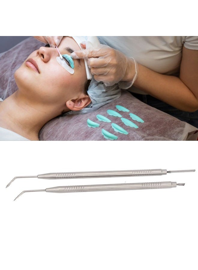 Soraz Eyelash Perm Tool, Lash Separator Tint Tool Stainless Steel Tail Comb 2pcs Double Headed for Eyelash Extension (Silver) - Image 2