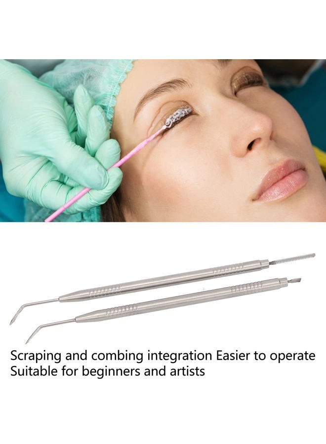 Soraz Eyelash Perm Tool, Lash Separator Tint Tool Stainless Steel Tail Comb 2pcs Double Headed for Eyelash Extension (Silver) - Image 3