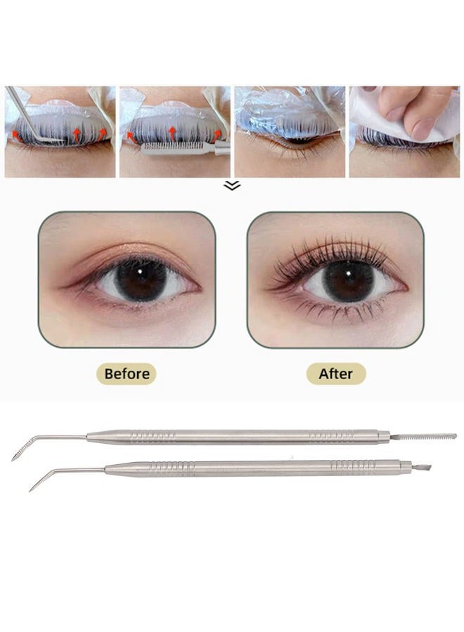 Soraz Eyelash Perm Tool, Lash Separator Tint Tool Stainless Steel Tail Comb 2pcs Double Headed for Eyelash Extension (Silver) - Image 4