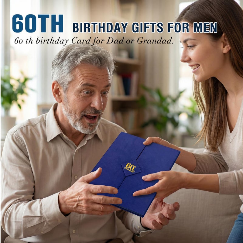 back in 1966 60th Birthday Gifts for Men, Blue Tri-Fold Card Poster - Image 3