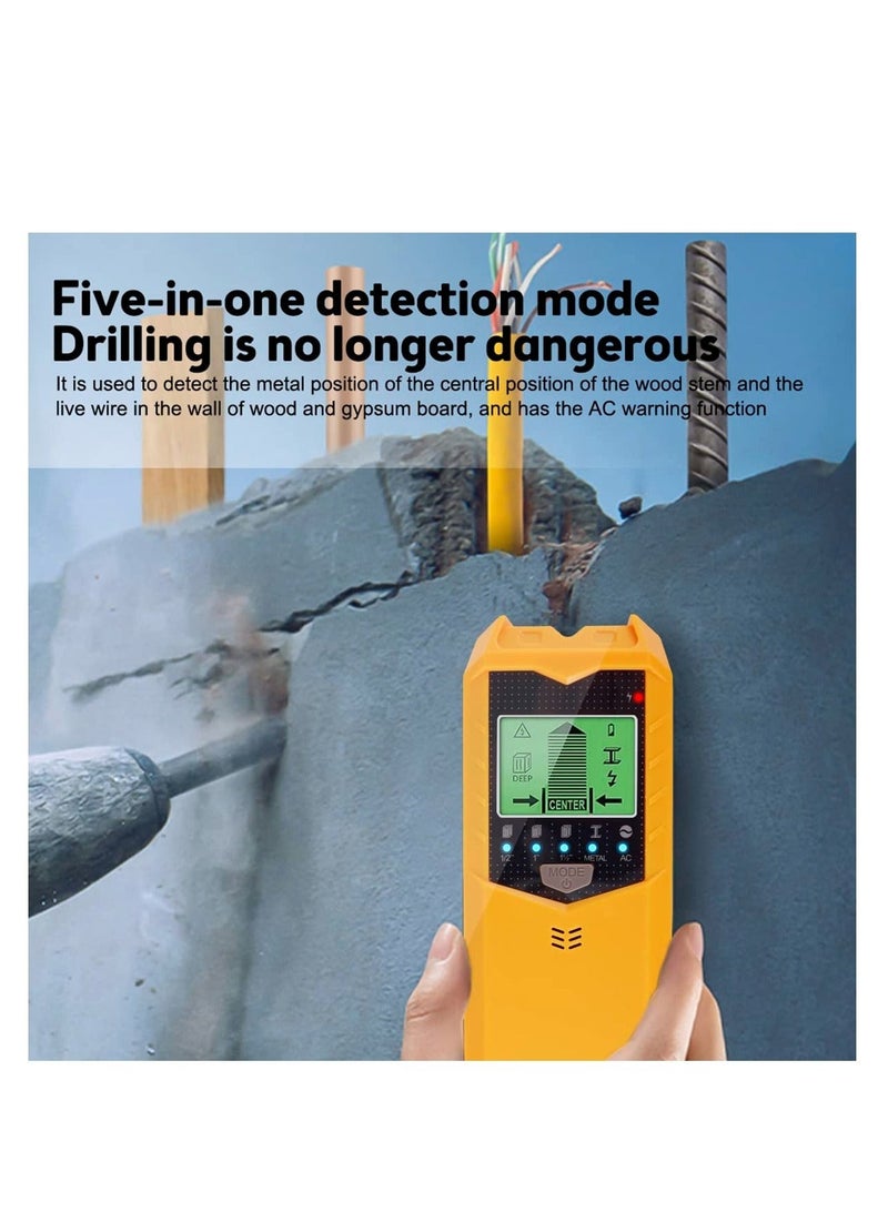 Captaintech Stud Finder Sensor, 5 in 1 Battery Operated SH402 Wall Scanner Detector, Portable Electronic Detector with LED Display and Audio Alarm Handheld Stud Detector, for Wood AC Wire Metal (Yellow) - Image 1