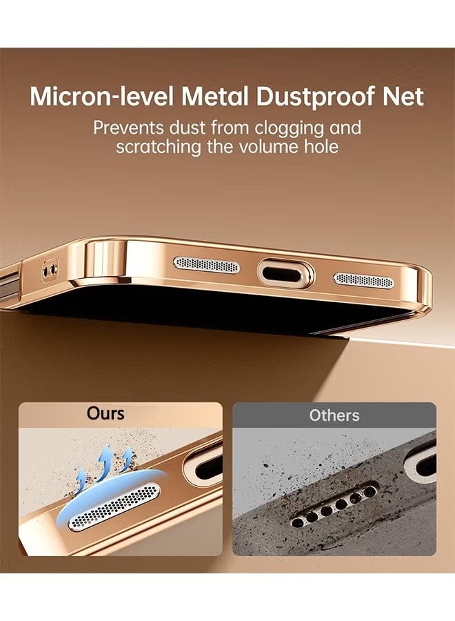 iPhone 16 Pro Max Case With MagSafe, Strong Magnet, [Shockproof Thin Cover] Full Camera Lens Protector, Plating Glossy Yellowing Resistant Shockproof Soft Protective Case Cover, Anti Scratch & Fingerprint, Gold Clear - Image 5