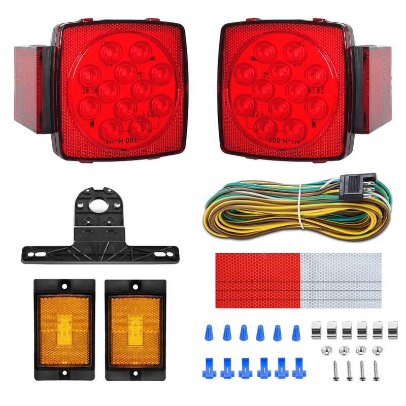 Gonice 12V LED Trailer Light Kit Super Bright Submersible Boat Trailer Lights Utility Brake Turn Tail Lights for Camper Truck RV Snowmobile DOT Compliant IP68 Waterproof