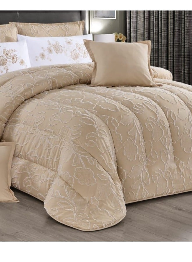 Moon Luxury Embroidered Jacquard Bedspread, 4 Pieces - Luxurious double bedspread with microfiber filling, 220 x 170 cm, fits a 200 x 120 cm bed - Luxurious embroidered jacquard duvet set - Elegant bridal bedspread - Soft and classic bedspreads - Image 2