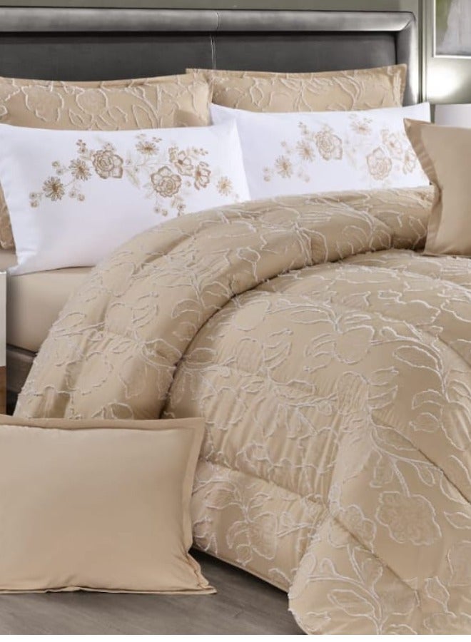 Moon Luxury Embroidered Jacquard Bedspread, 4 Pieces - Luxurious double bedspread with microfiber filling, 220 x 170 cm, fits a 200 x 120 cm bed - Luxurious embroidered jacquard duvet set - Elegant bridal bedspread - Soft and classic bedspreads - Image 3