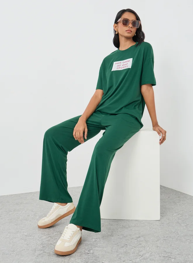 Take Two Take Two Slogan Print T-Shirt and Joggers Co-Ords