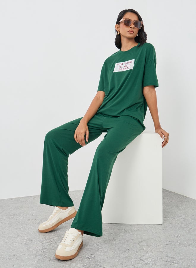 Take Two Styli Slogan Print T-Shirt and Joggers Co-Ords - Image 1